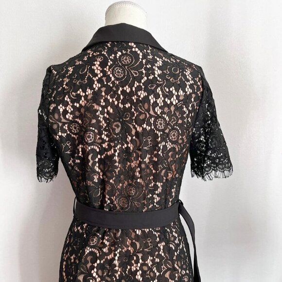 NWT DALIA MACPHEE BLACK LACE BELTED PENCIL DRESS STYLE D1719 - M - Picture 7 of 14